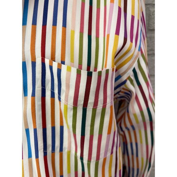 Riscatto Men Multicolored Striped Long Sleeve Woven Dress Shirt Size XL - Picture 6 of 8
